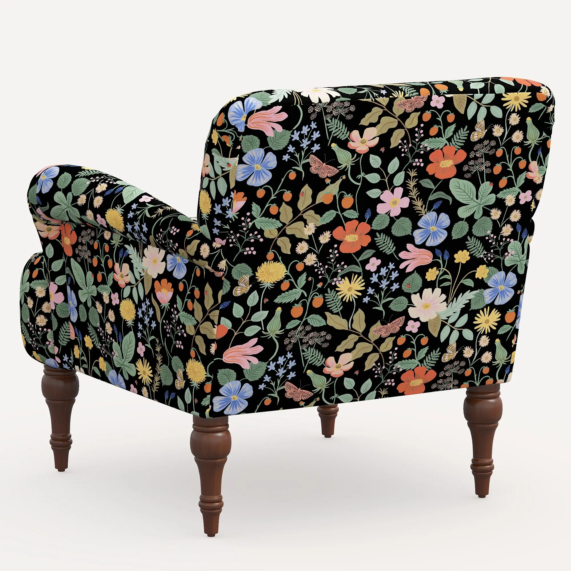 9305RPCSTFLBLKLCB Rifle Paper Co. Bristol Black Strawberry Fields Accent Chair-5