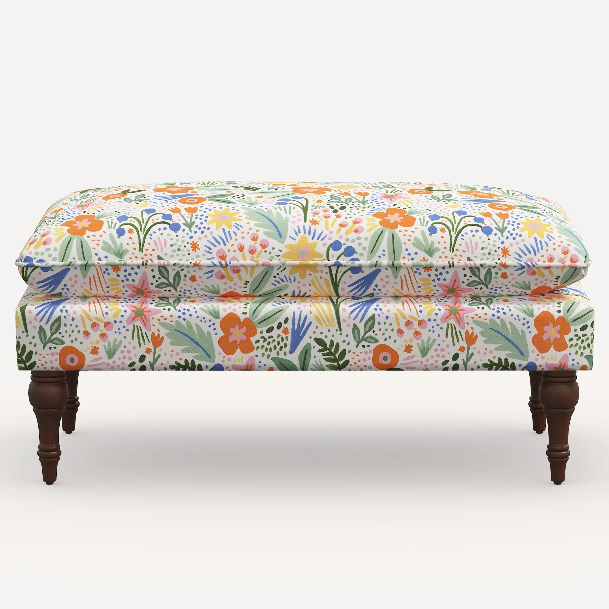 2425RPCMRMLTLCB Rifle Paper Co. Flora Multi Color Floral Pillowtop Bench-1