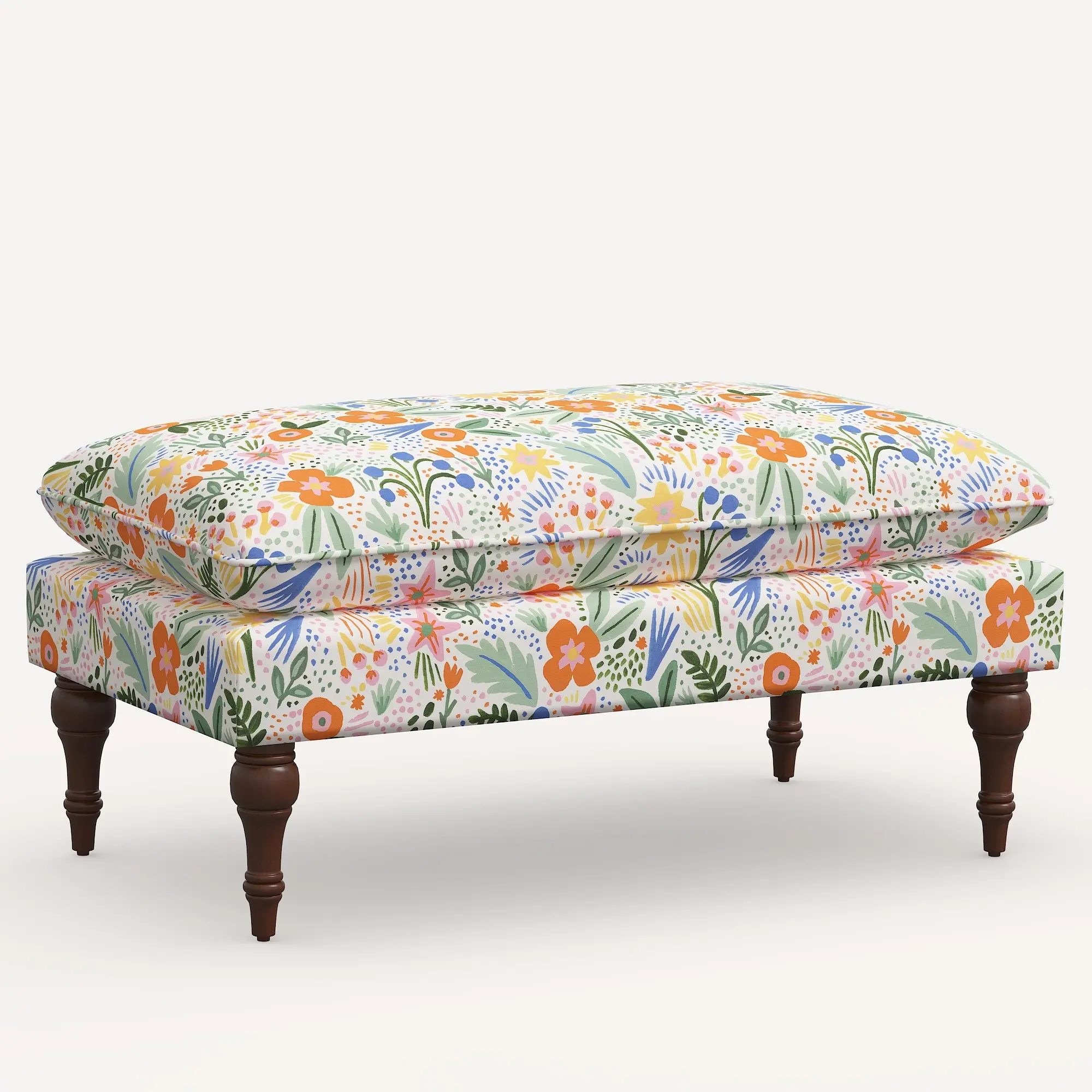 2425RPCMRMLTLCB Rifle Paper Co. Flora Multi Color Floral Pillowtop Bench-3