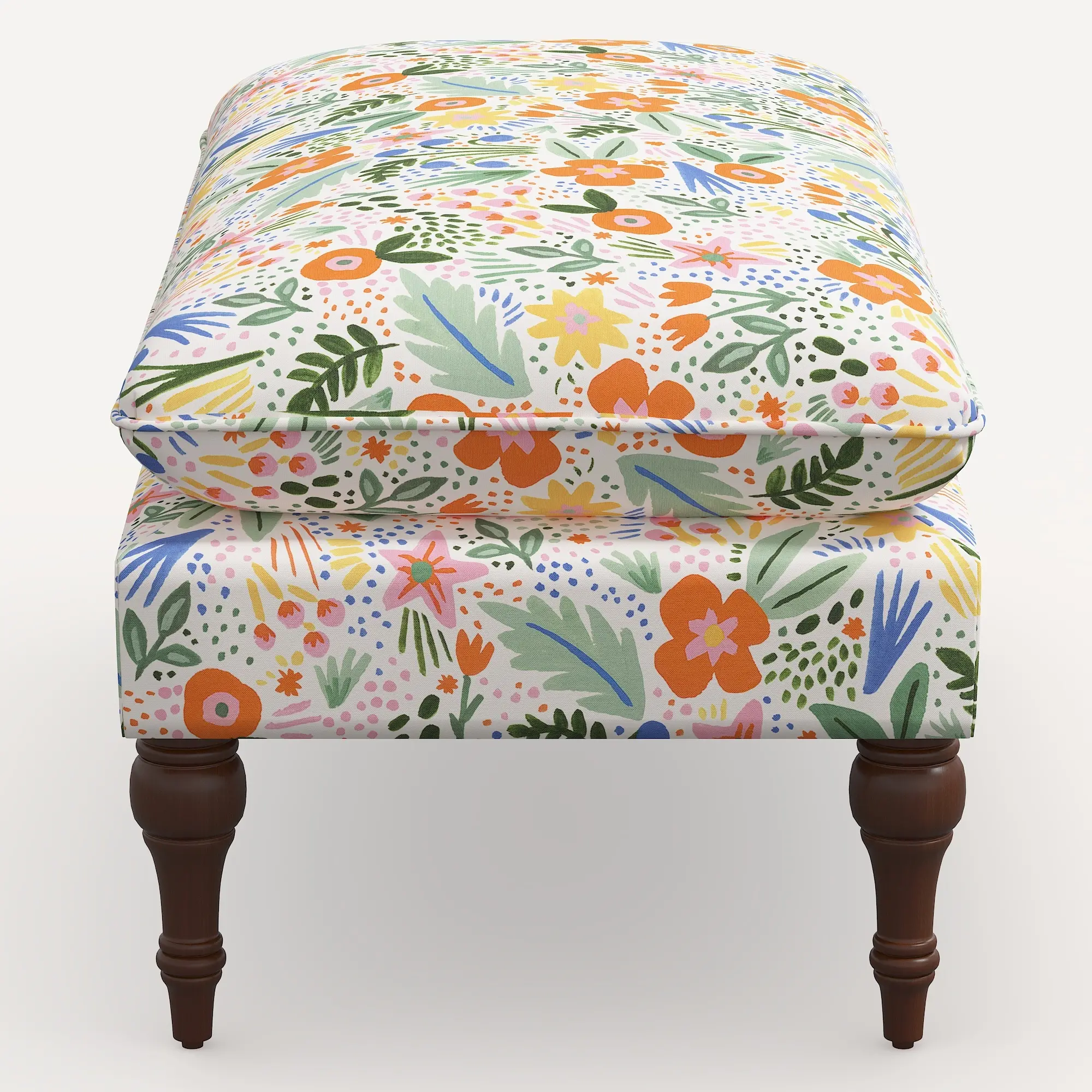 2425RPCMRMLTLCB Rifle Paper Co. Flora Multi Color Floral Pillowtop Bench-4