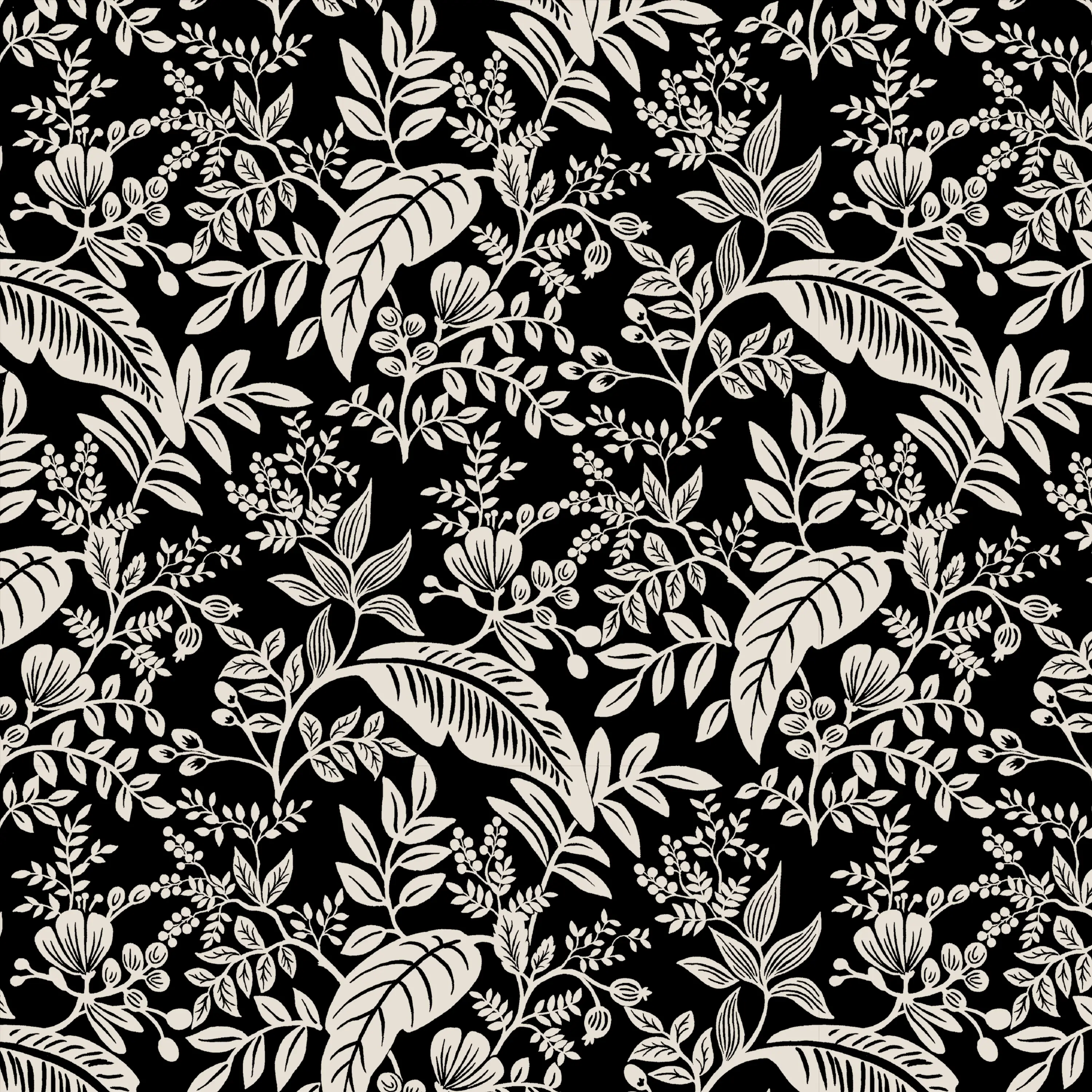 455FCNATRPCCNBLCRMLCB Rifle Paper Co. Greenwich Canopy Black & Cream Ottoman with Natural Legs-4