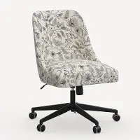 84-9RPCAVBLKCRMLCB Rifle Paper Co. Oxford Aviary Cream & Black Office Chair