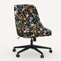 84-9RPCSTFLBLKLCB Rifle Paper Co. Oxford Black Strawberry Fields Office Chair