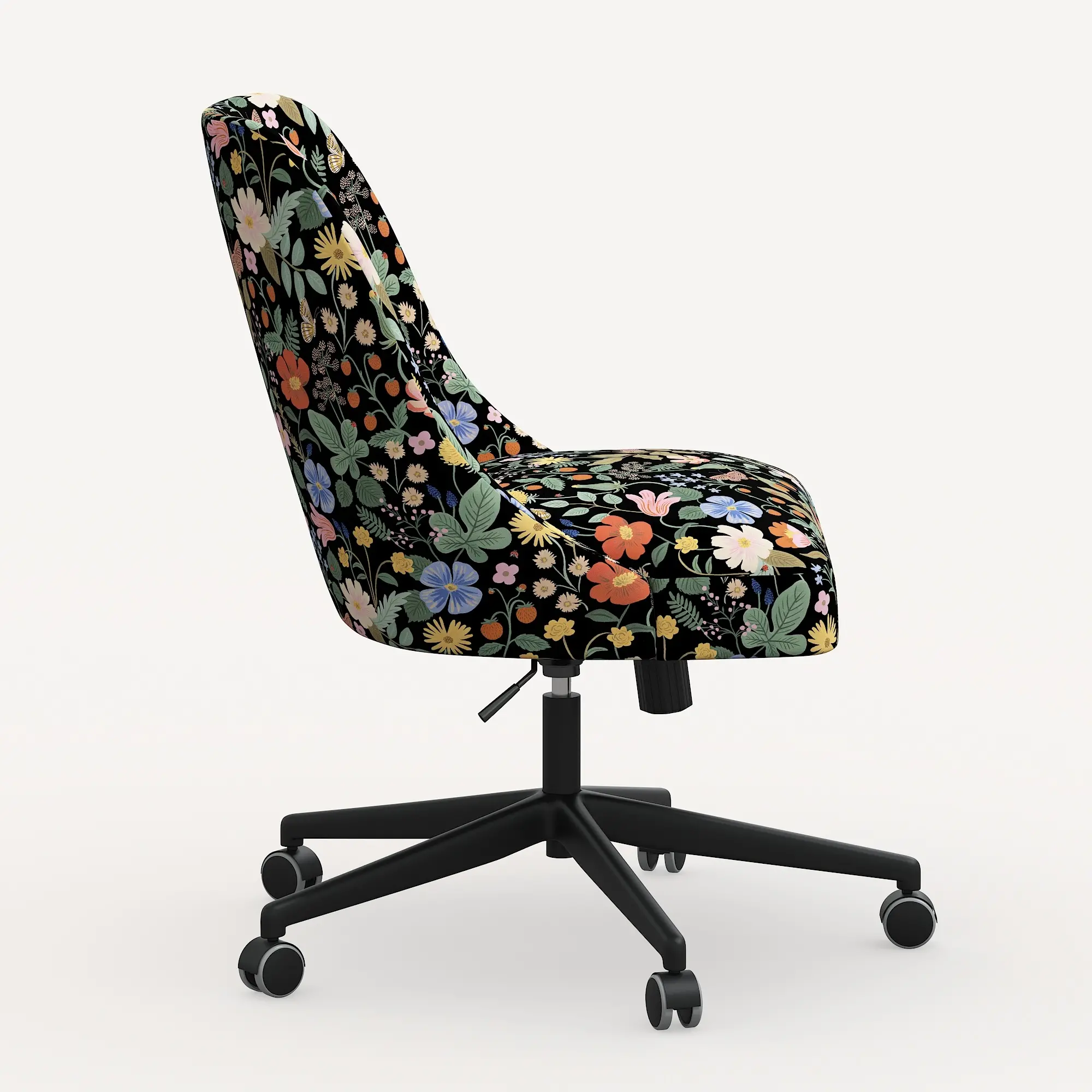 84-9RPCSTFLBLKLCB Rifle Paper Co. Oxford Black Strawberry Fields Office Chair-2