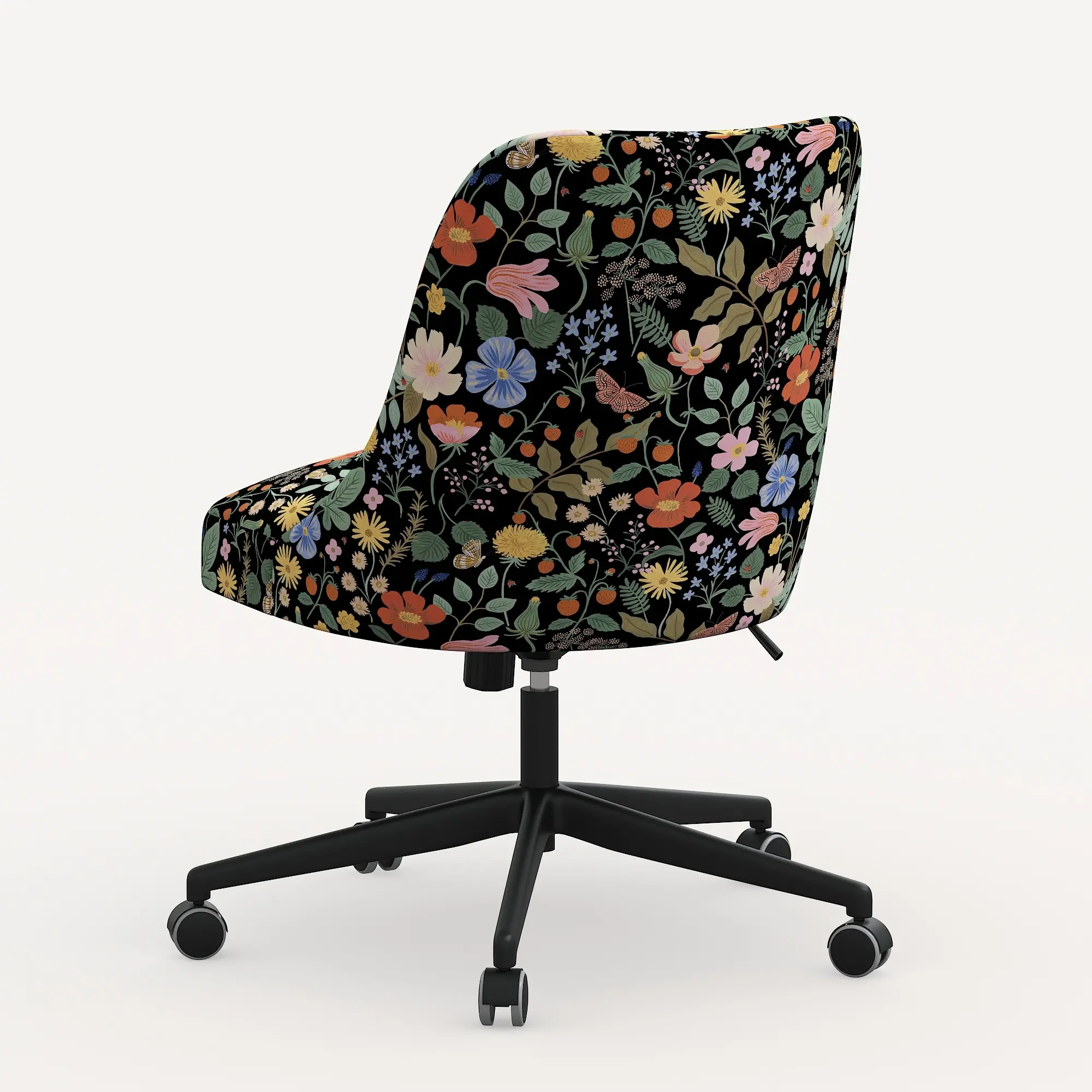 84-9RPCSTFLBLKLCB Rifle Paper Co. Oxford Black Strawberry Fields Office Chair-3