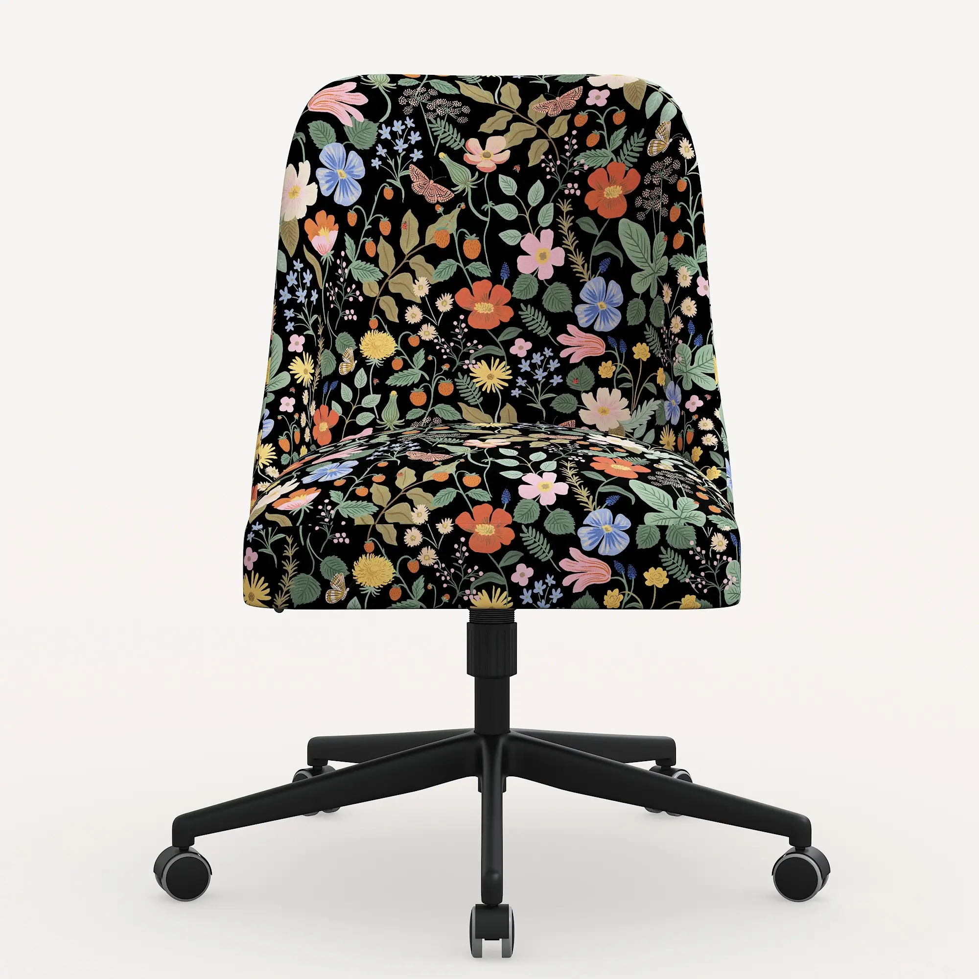 84-9RPCSTFLBLKLCB Rifle Paper Co. Oxford Black Strawberry Fields Office Chair-4