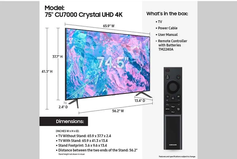 UN75CU7000FXZA Samsung 75  CU7000 Crystal UHD 4K Smart TV-5