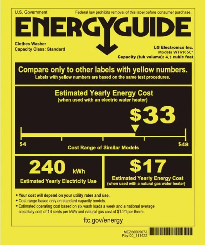 WT6105CW LG 4.1 cu ft Top Load Washer with Agitator - White, 6100W-10