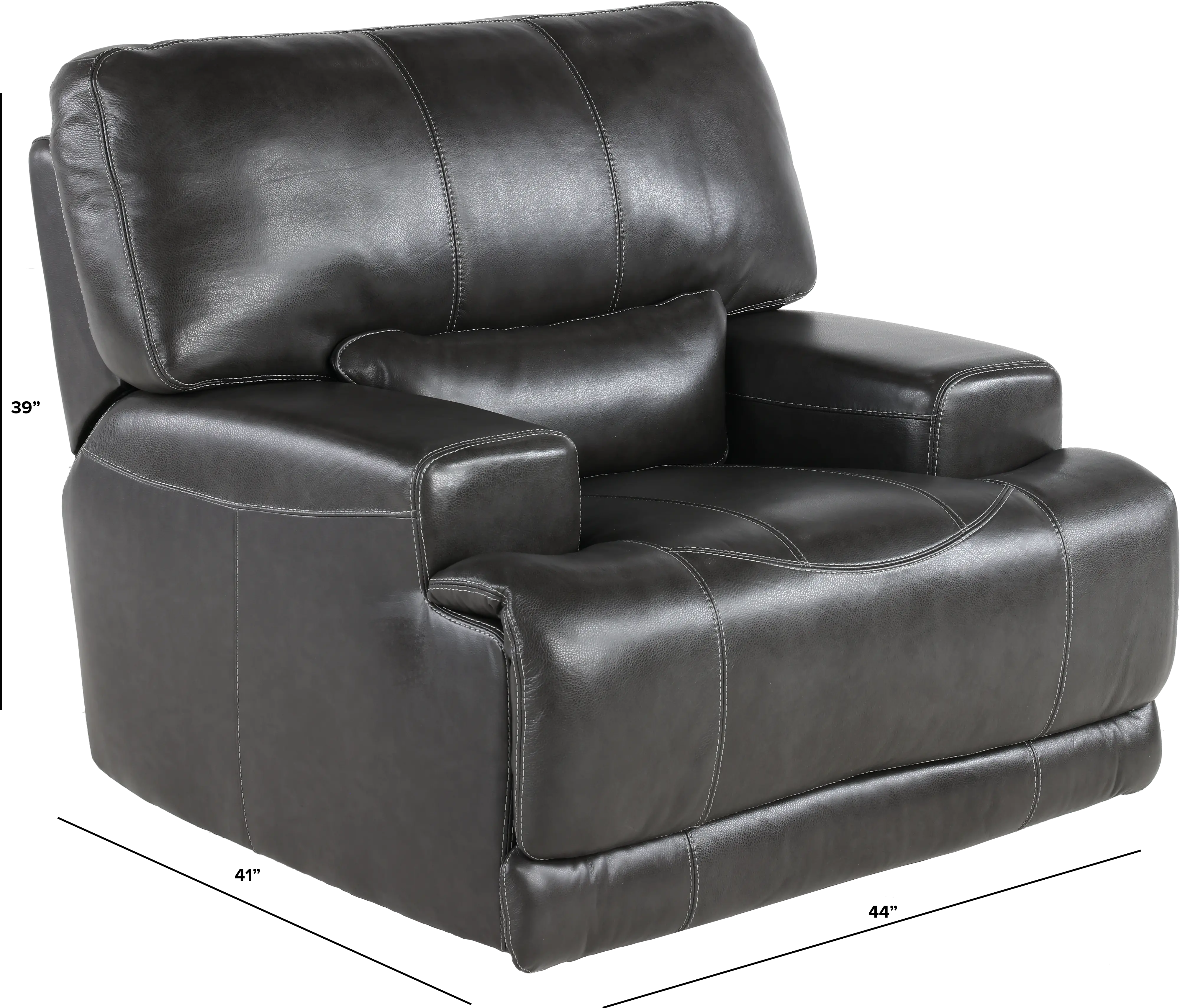 Stampede Charcoal Leather Power Recliner-3