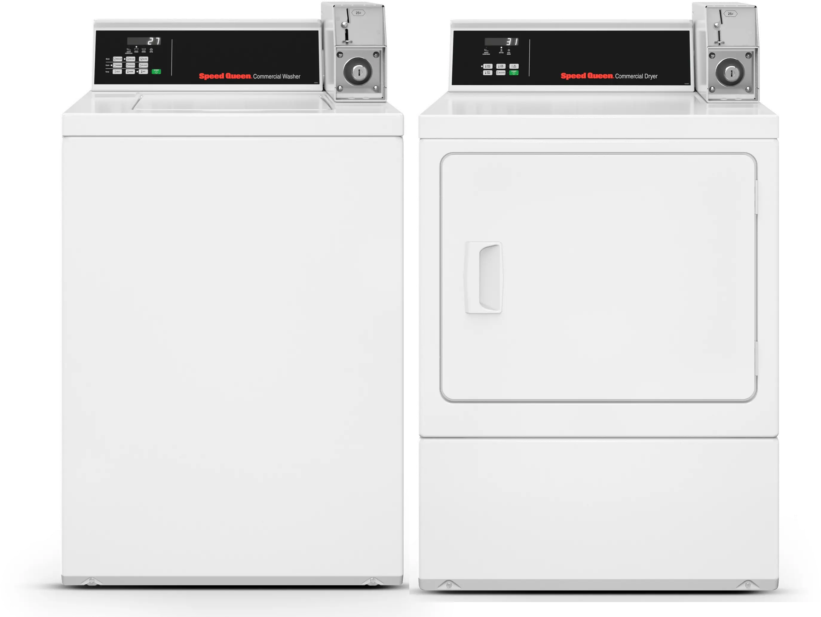 .SPQ-W/W-6000-GAS-PR Speed Queen Coin Operated Gas Washer and Dryer Set - White-1