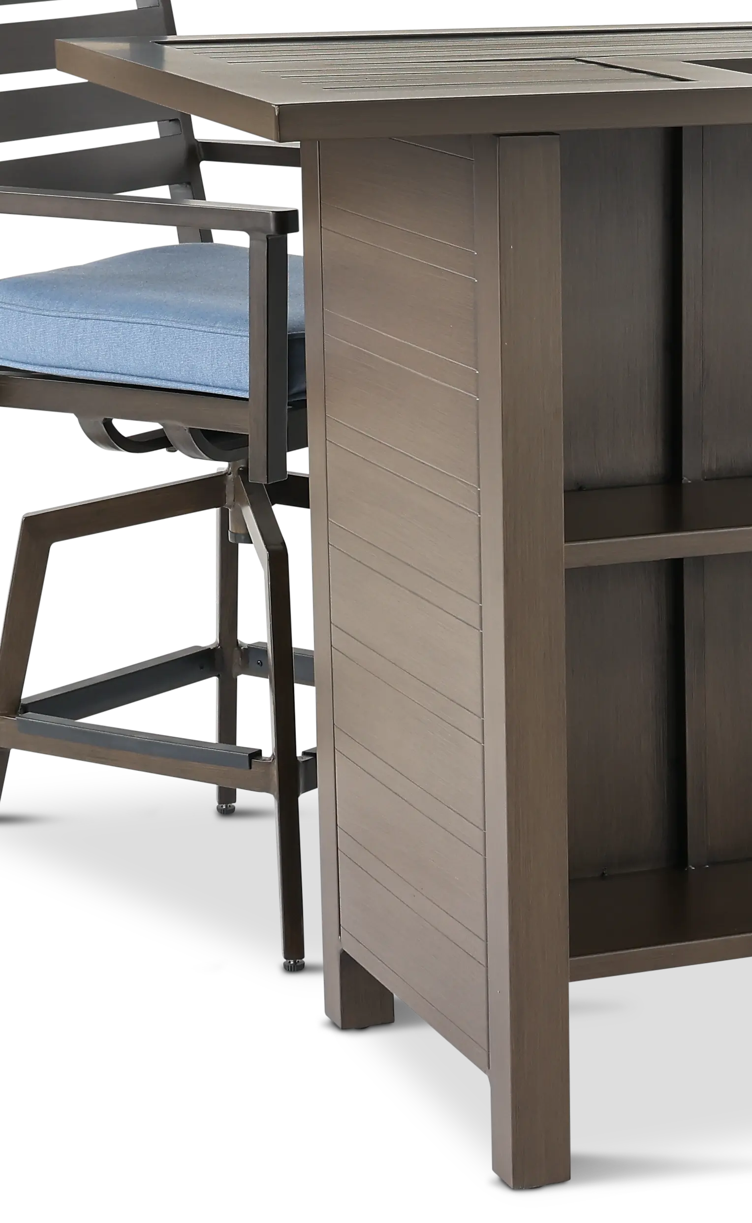 Adeline 3 Piece Blue Bar and Swivel Stool Patio Set-6