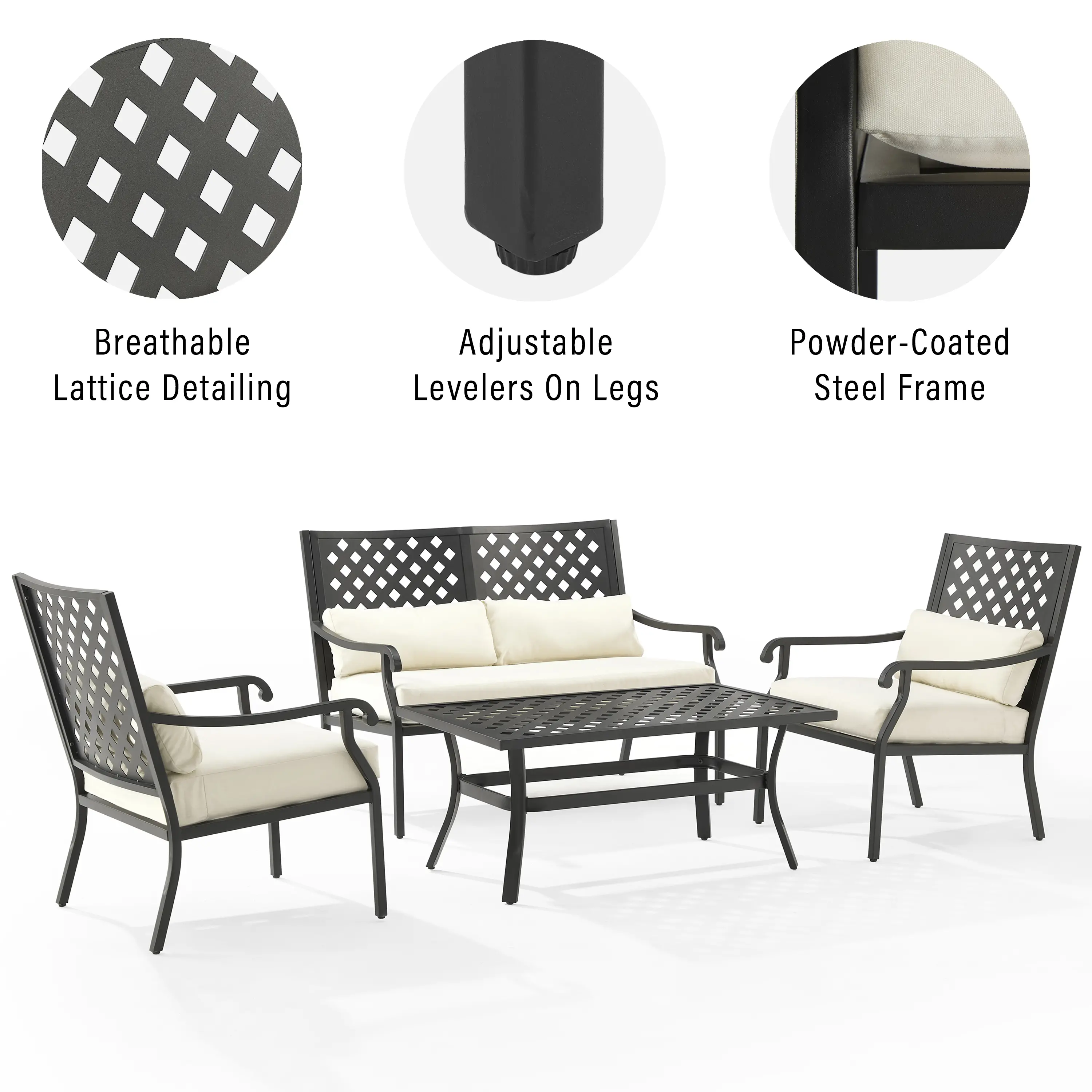 KO70285MB-CR Alistair 4 pc Black and Cream Patio Conversation Set-10