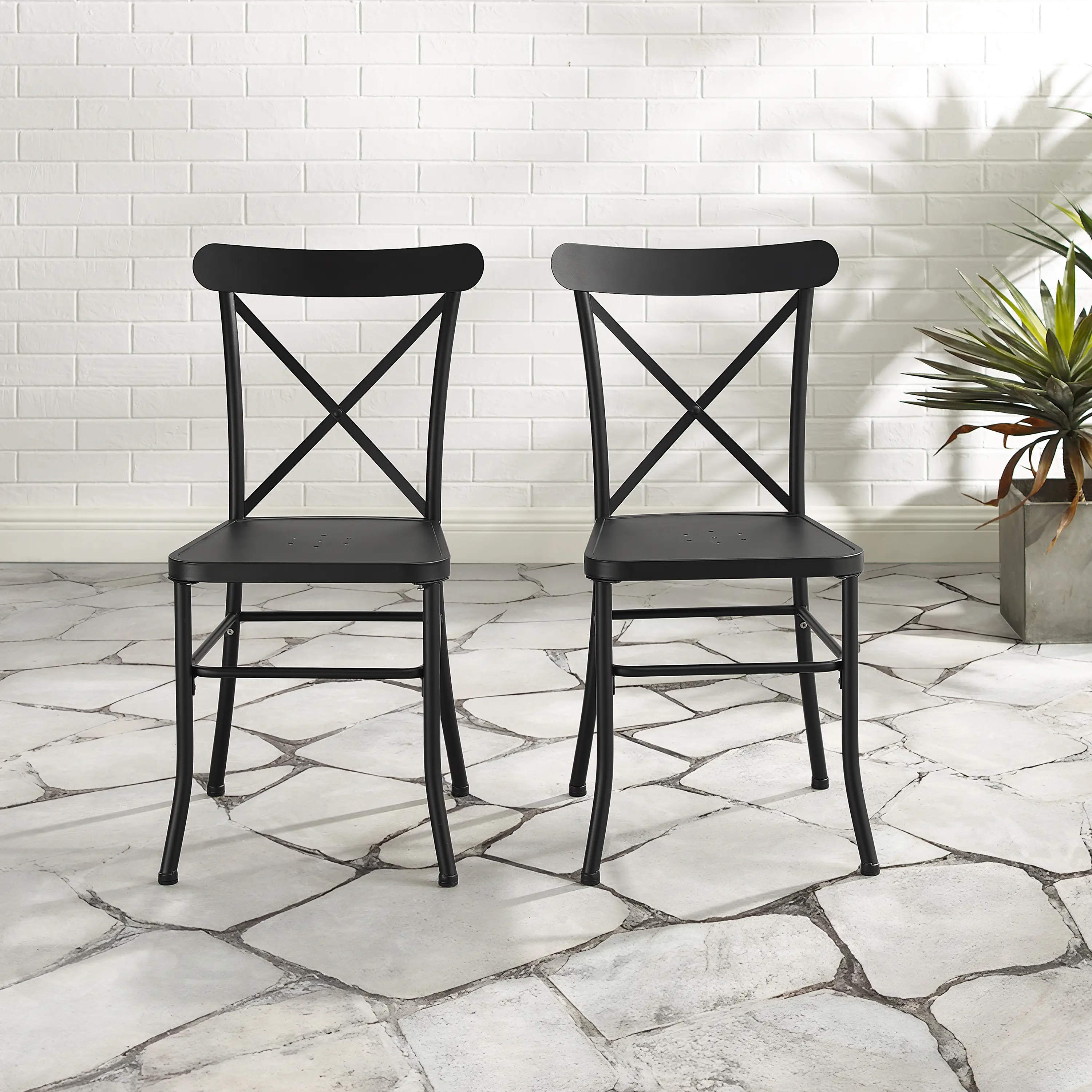 CO6270-MB Astrid Black Metal Patio Dining Chairs, Set of 2-2