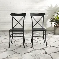 CO6270-MB Astrid Black Metal Patio Dining Chairs, Set of 2