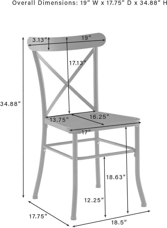 CO6270-MB Astrid Black Metal Patio Dining Chairs, Set of 2-5