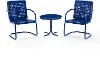 KO10019NV Bates 3 Piece Navy Gloss Metal Patio Bistro Set