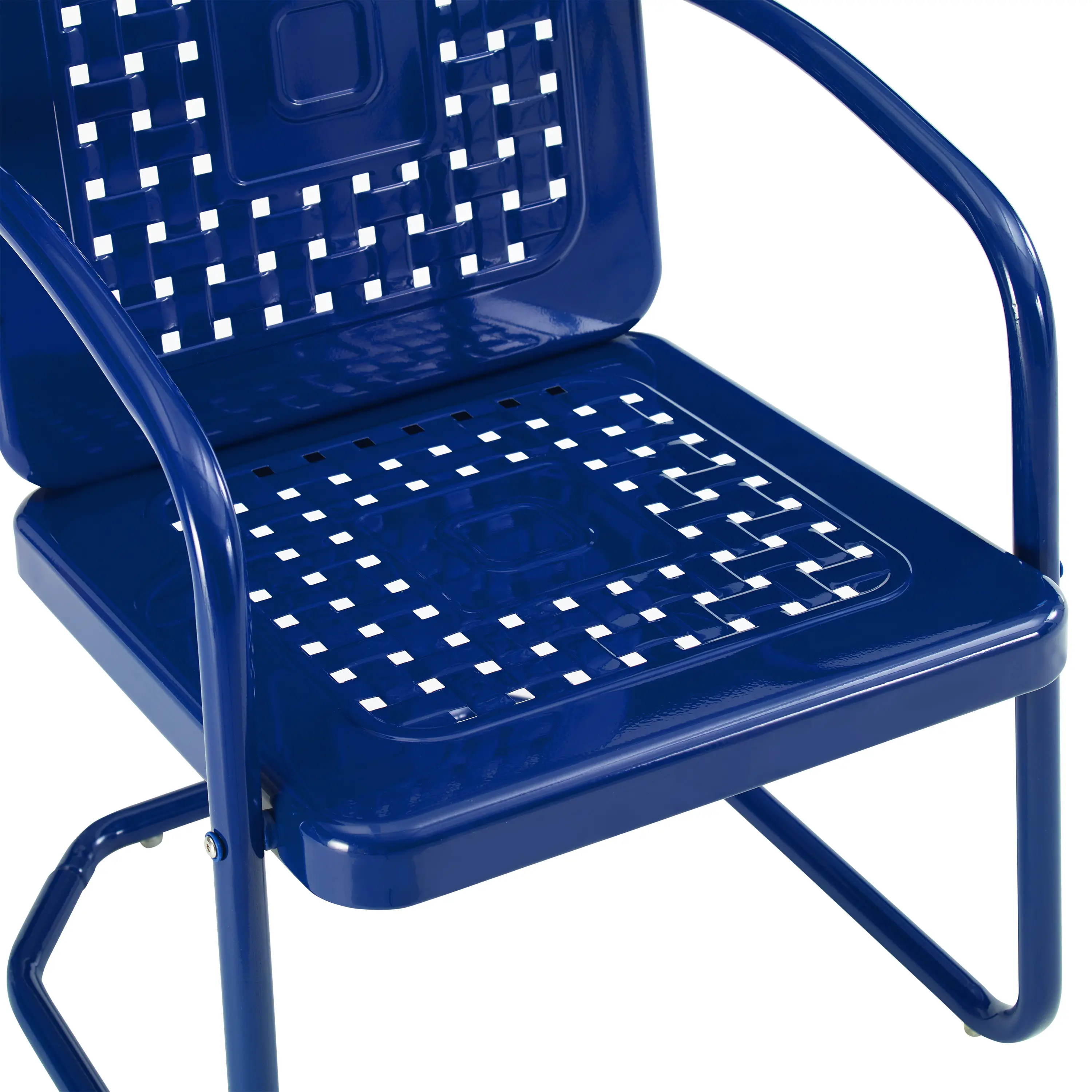 KO10019NV Bates 3 Piece Navy Gloss Metal Patio Bistro Set-7