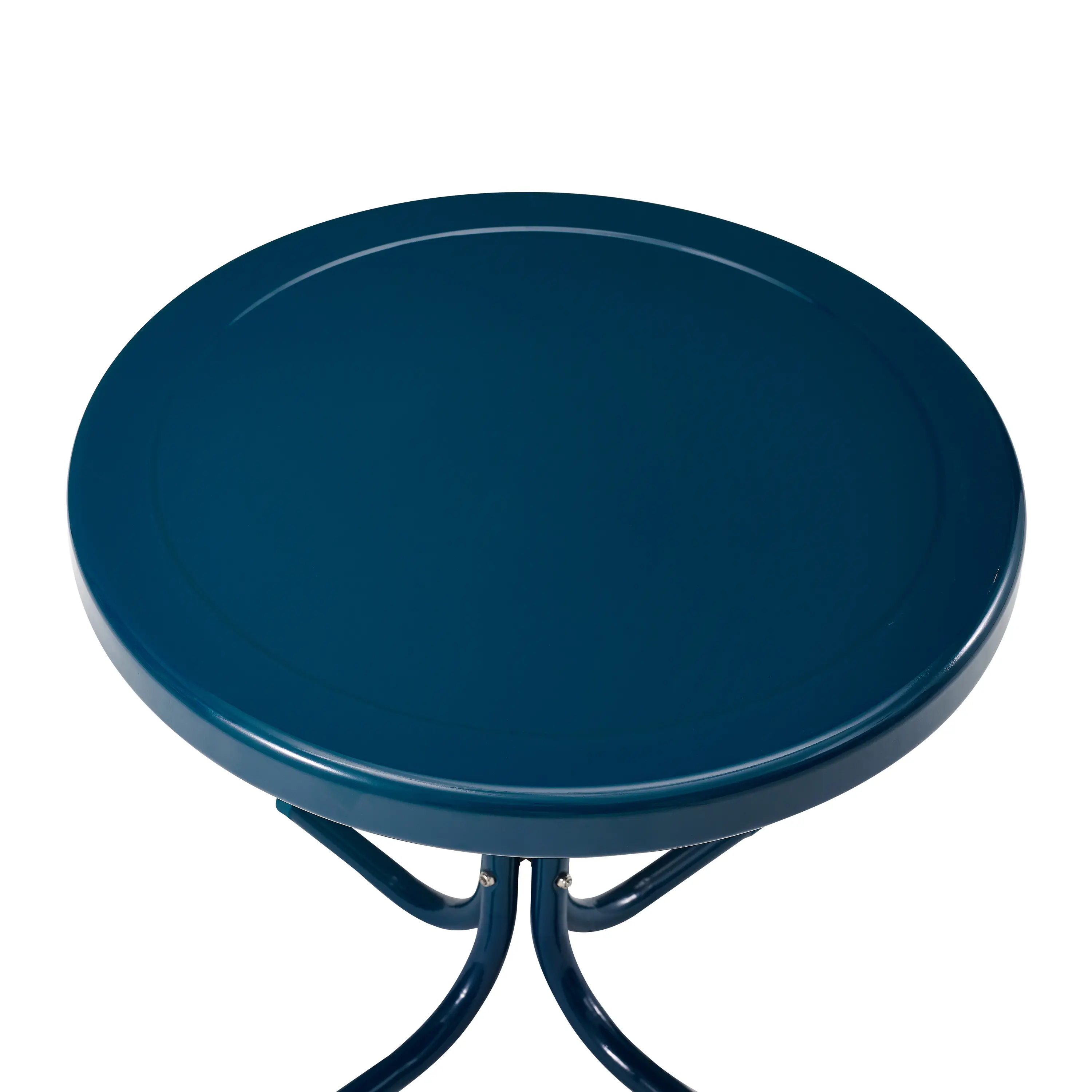 KO10019NV Bates 3 Piece Navy Gloss Metal Patio Bistro Set-8