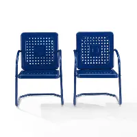 CO1025-NV Bates Navy Gloss Patio Metal Chairs, Set of 2