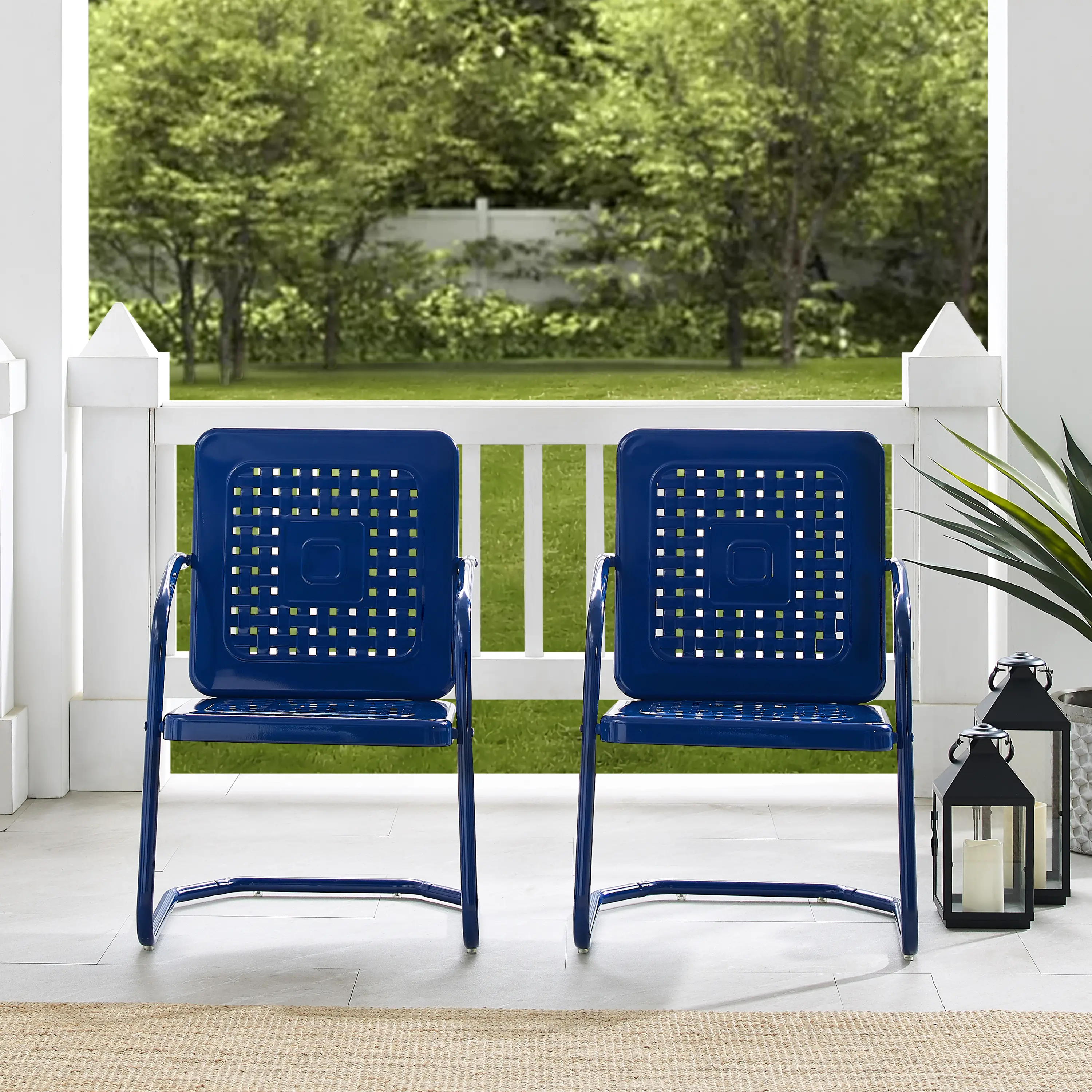 CO1025-NV Bates Navy Gloss Patio Metal Chairs, Set of 2-2