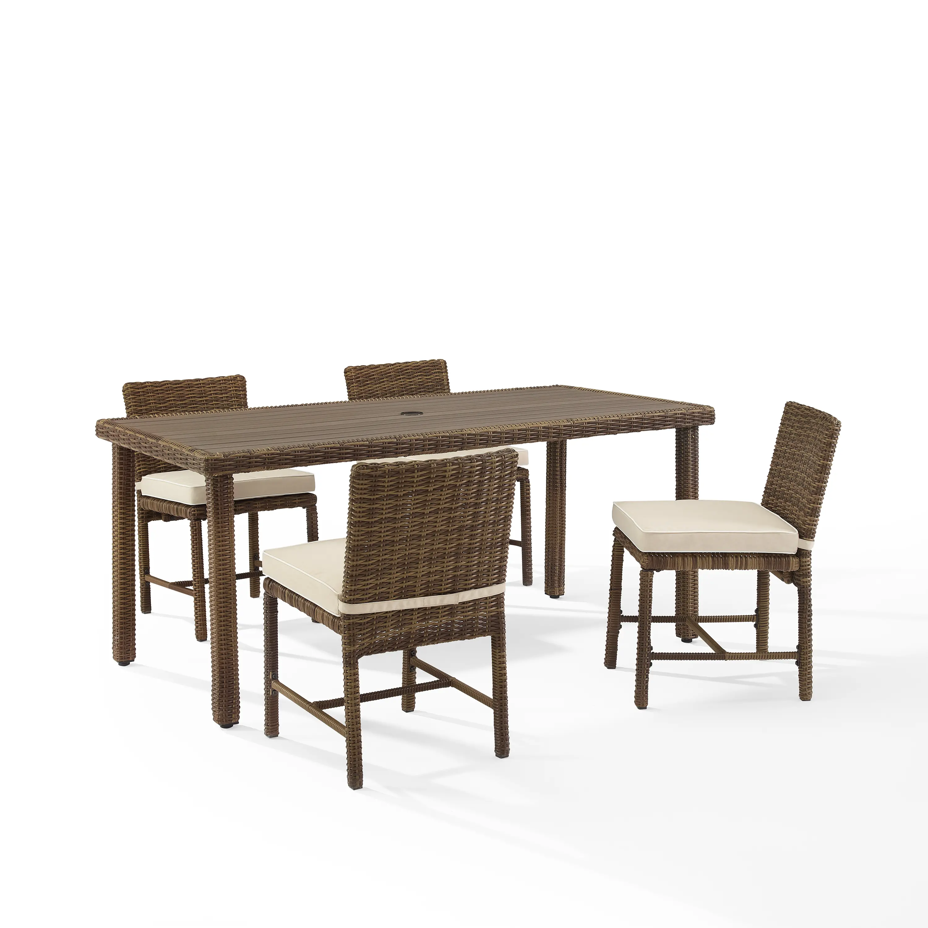 KO70427WB-SA Bradenton 5 Piece Beige and Wicker Patio Dining Set-1