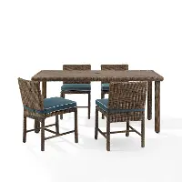 KO70427WB-NV Bradenton 5 pc Navy and Wicker Patio Dining Set