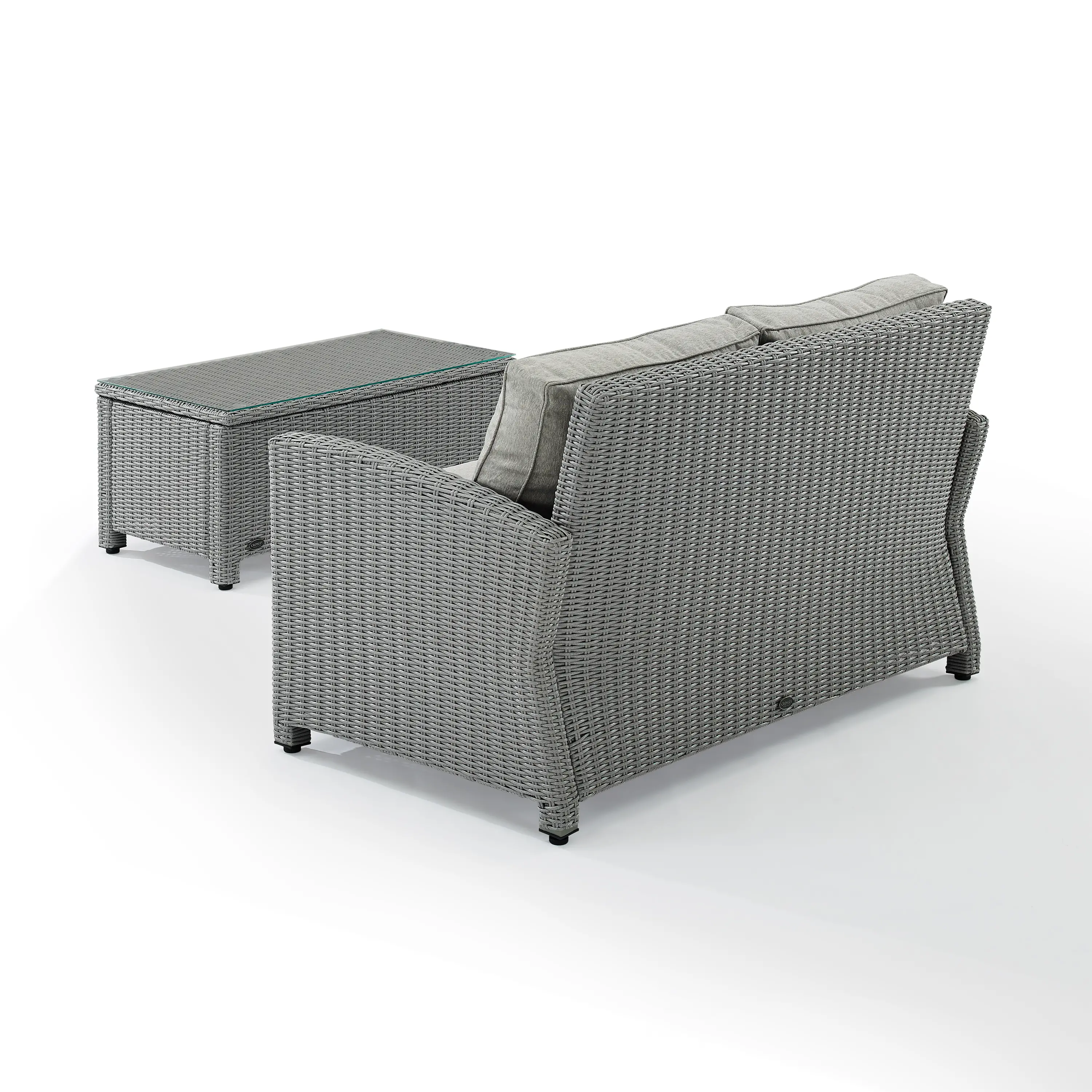 KO70025GY-GY Bradenton 2 Piece Gray and Wicker Loveseat and Table Set-6