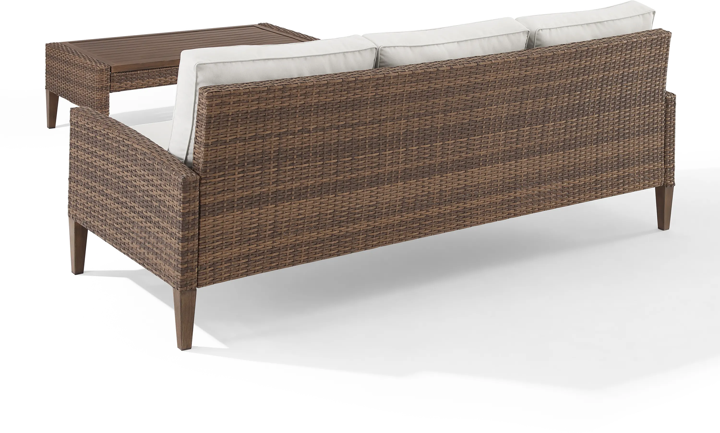 KO70190BR-CR Capella Brown Wicker Patio Sofa and Table Set-4