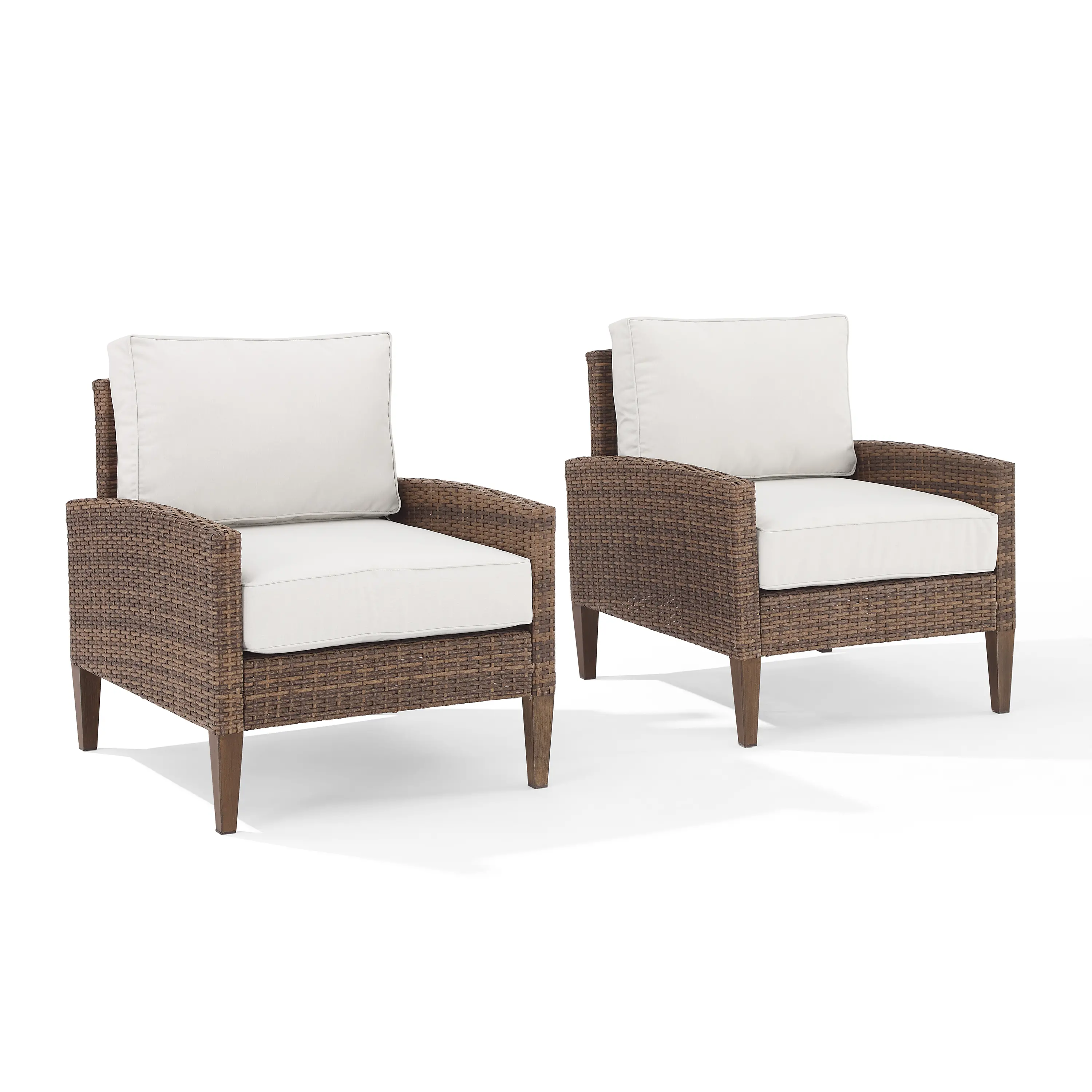 CO7168-BR Capella Brown Wicker Patio Armchairs, Set of 2-1