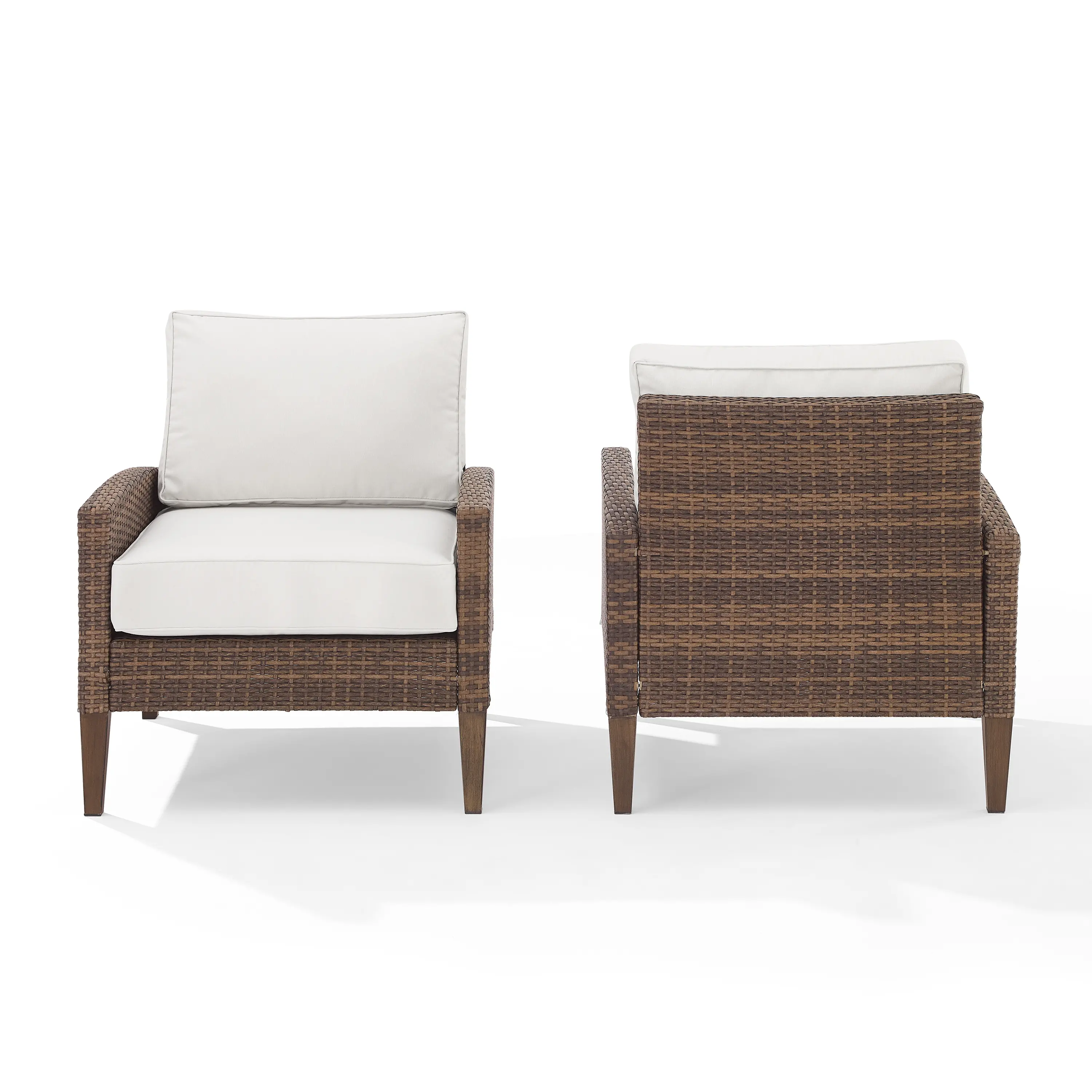 CO7168-BR Capella Brown Wicker Patio Armchairs, Set of 2-4