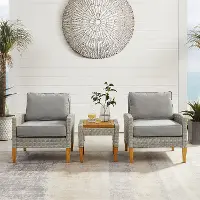 KO70195GY-AC Capella 3 Piece Gray Wicker Patio Armchair Set