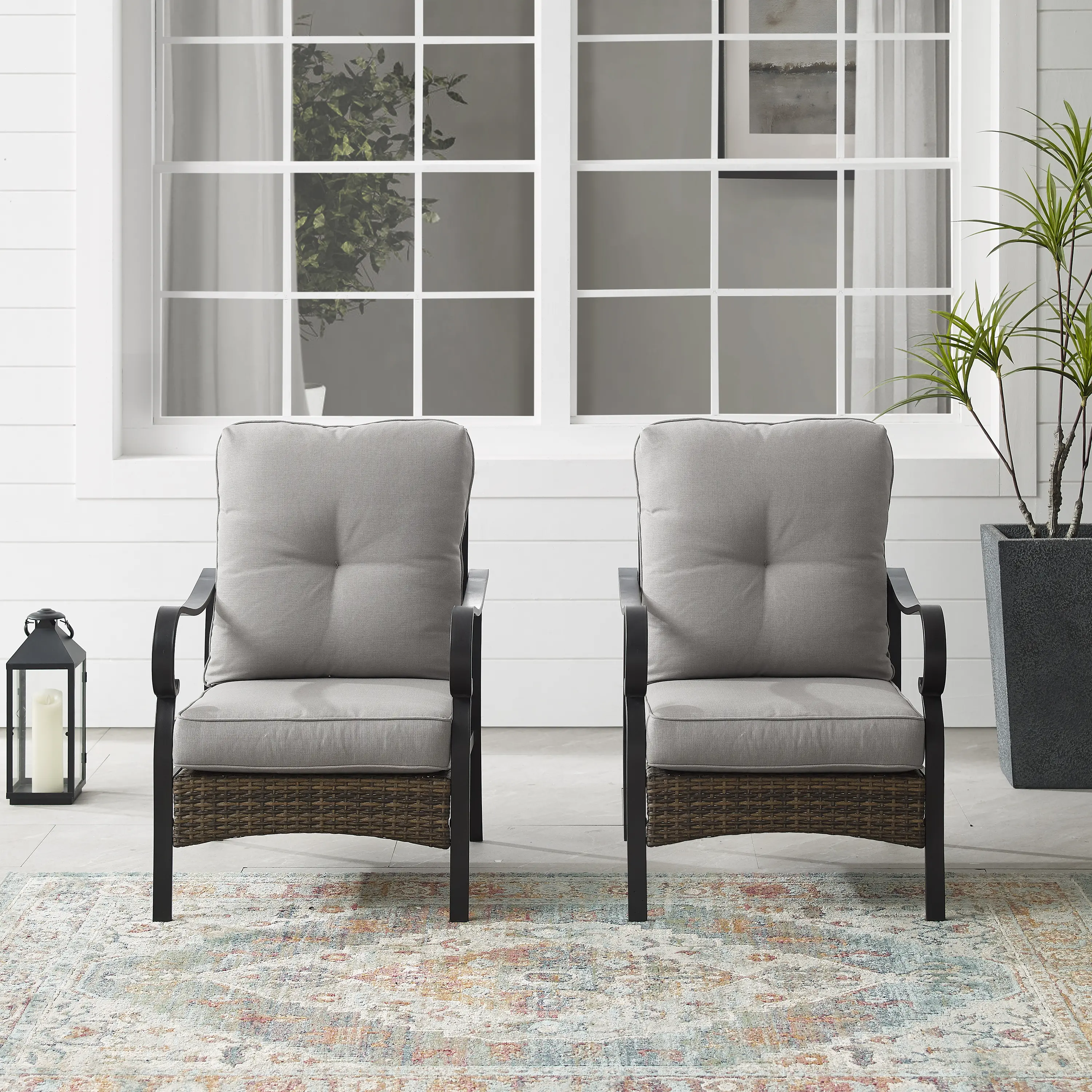 CO6251MB-TE Dahlia Gray and Wicker Patio Armchairs, Set of 2-1