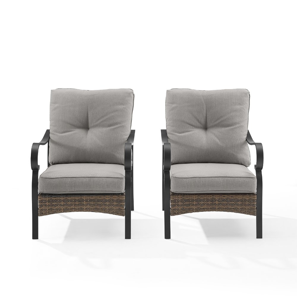Dahlia Gray and Wicker Patio Armchairs Set of 2