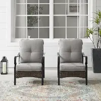 CO6251MB-TE Dahlia Gray and Wicker Patio Armchairs, Set of 2