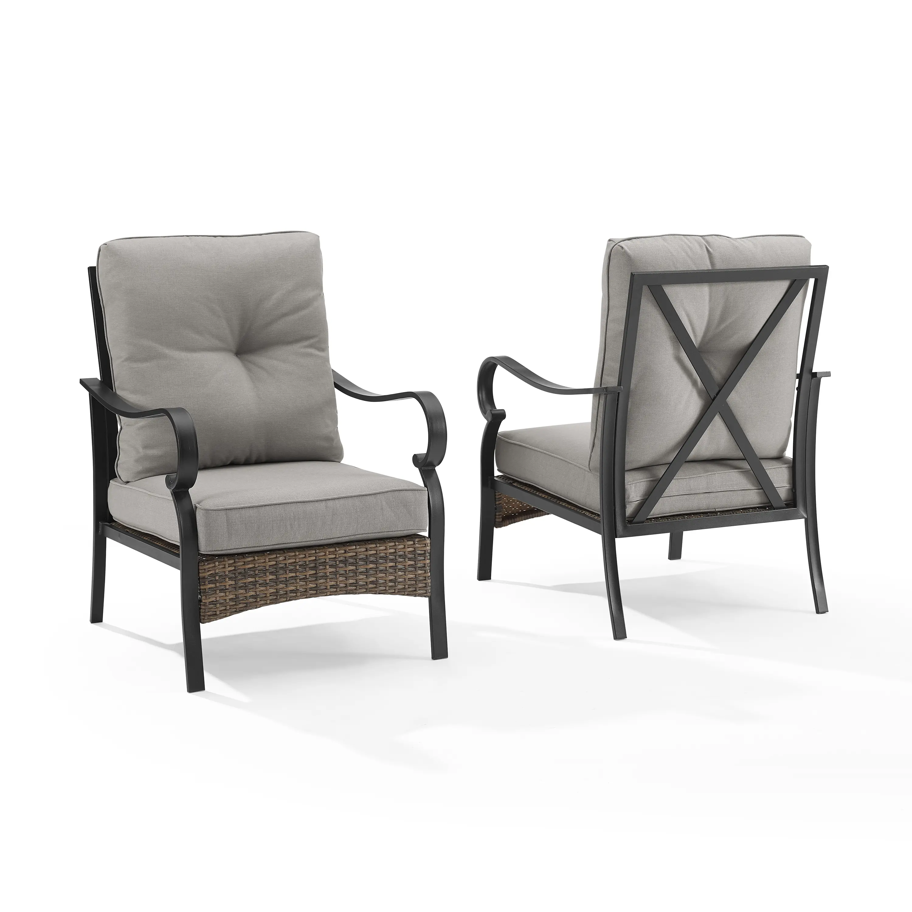CO6251MB-TE Dahlia Gray and Wicker Patio Armchairs, Set of 2-3