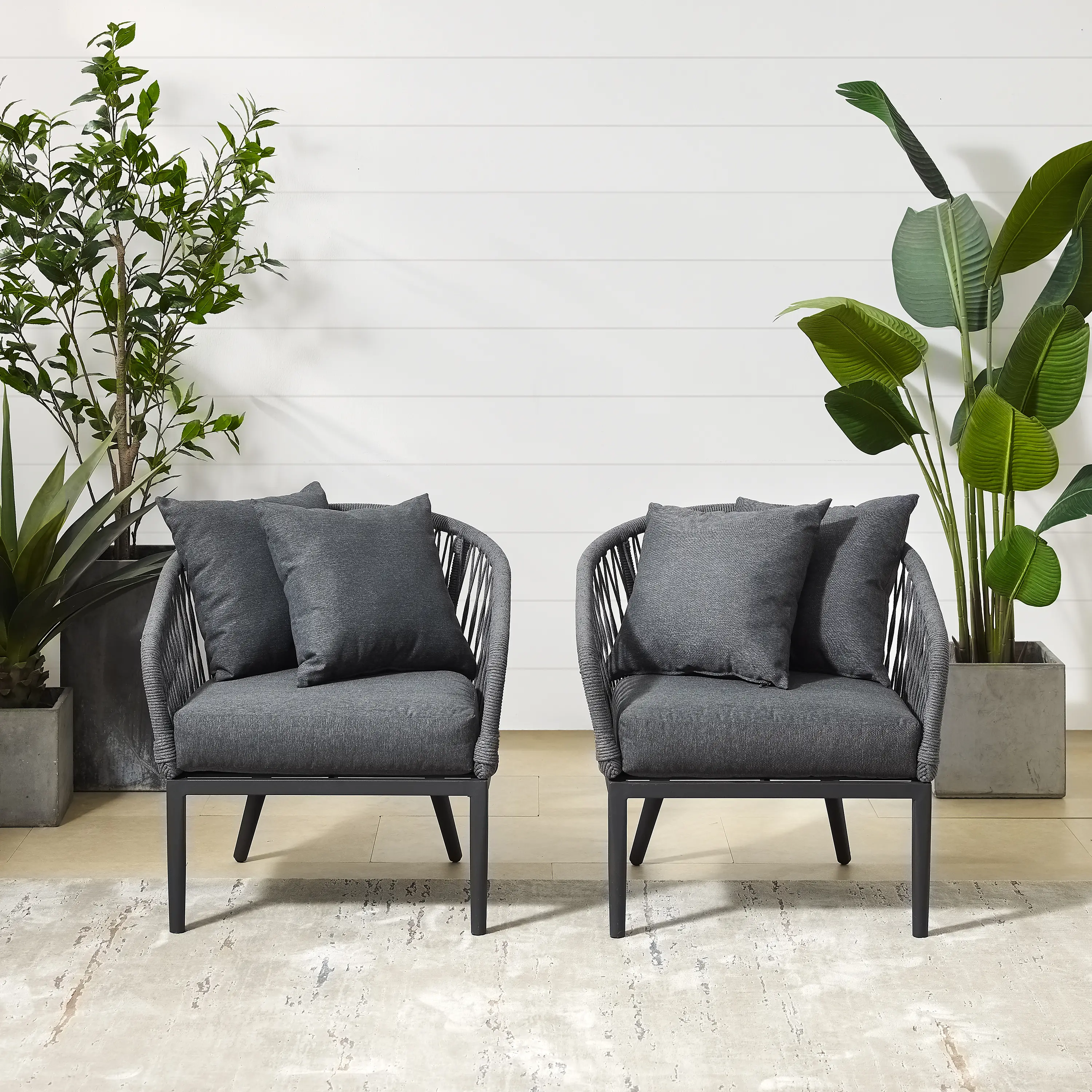 CO7331MB-CL Dover Gray Rope Patio Armchairs, Set of 2-1