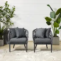 CO7331MB-CL Dover Gray Rope Patio Armchairs, Set of 2