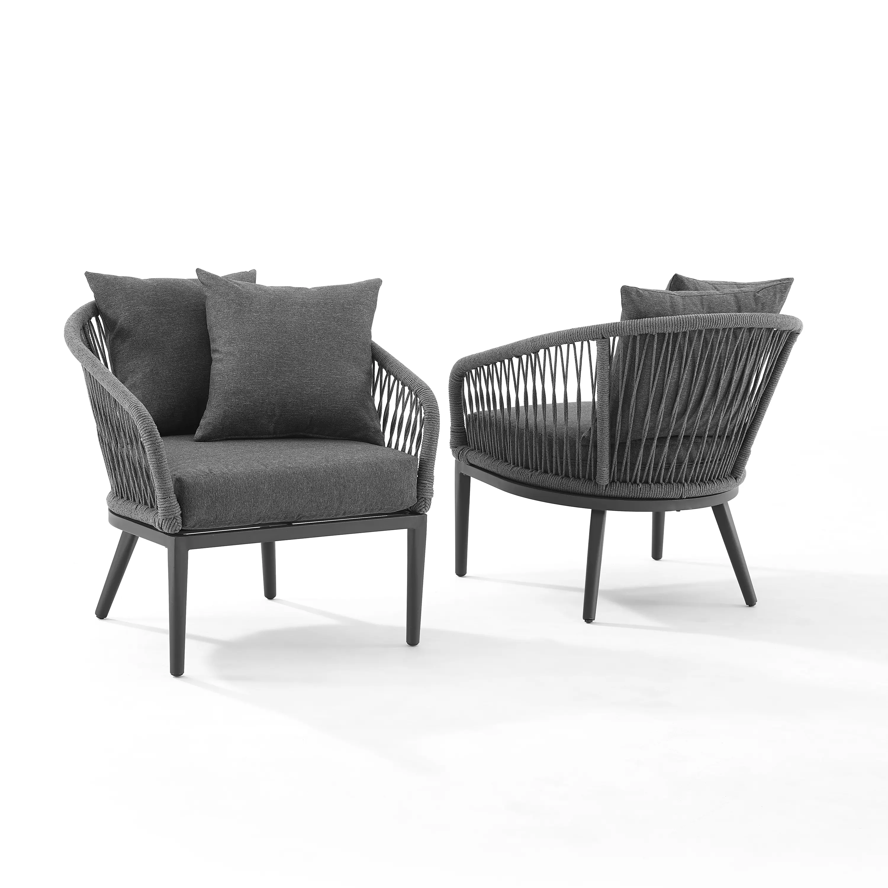 CO7331MB-CL Dover Gray Rope Patio Armchairs, Set of 2-3
