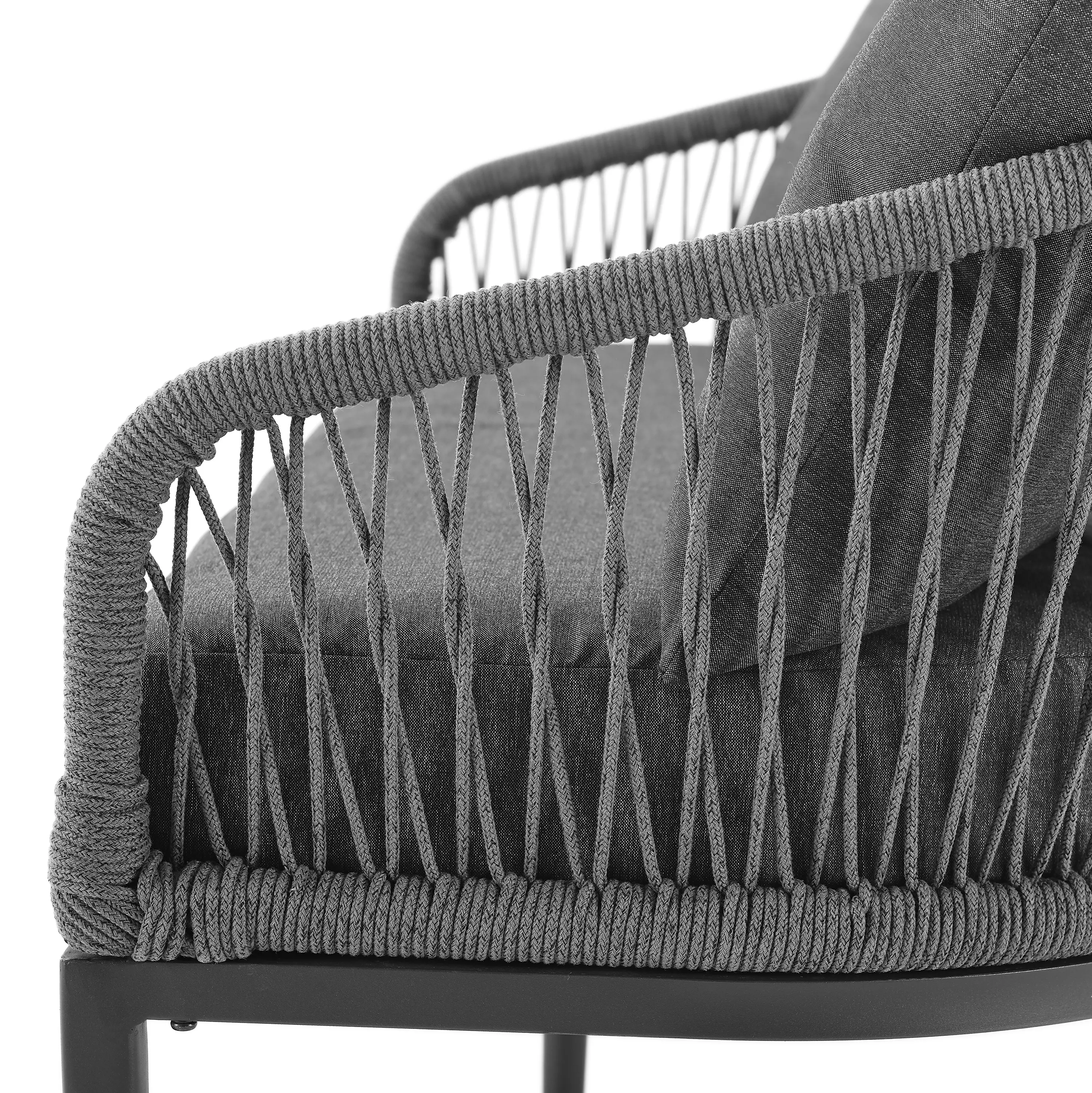 CO7331MB-CL Dover Gray Rope Patio Armchairs, Set of 2-4