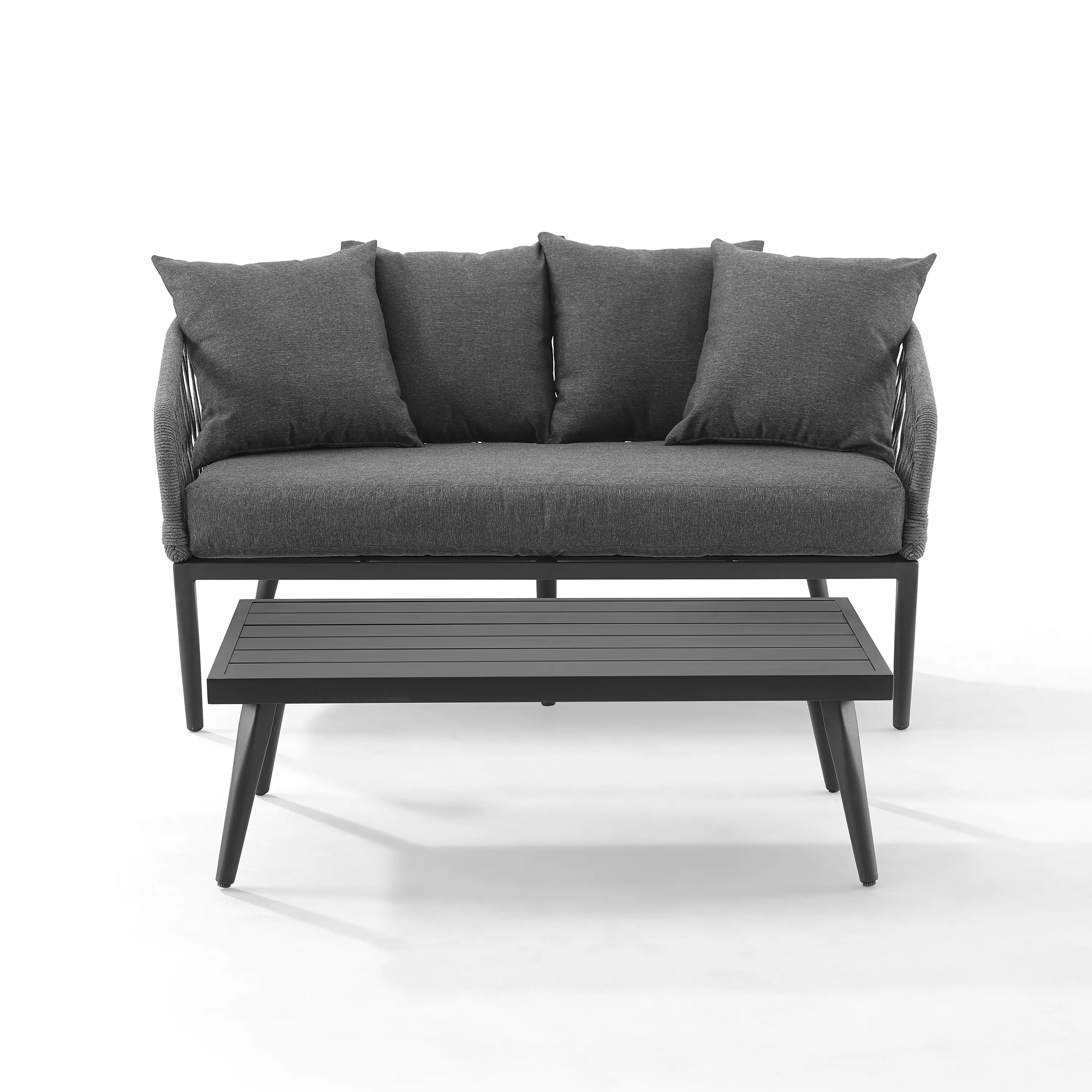 CO7330MB-CL Dover Gray Rope Patio Loveseat and Table Set-4