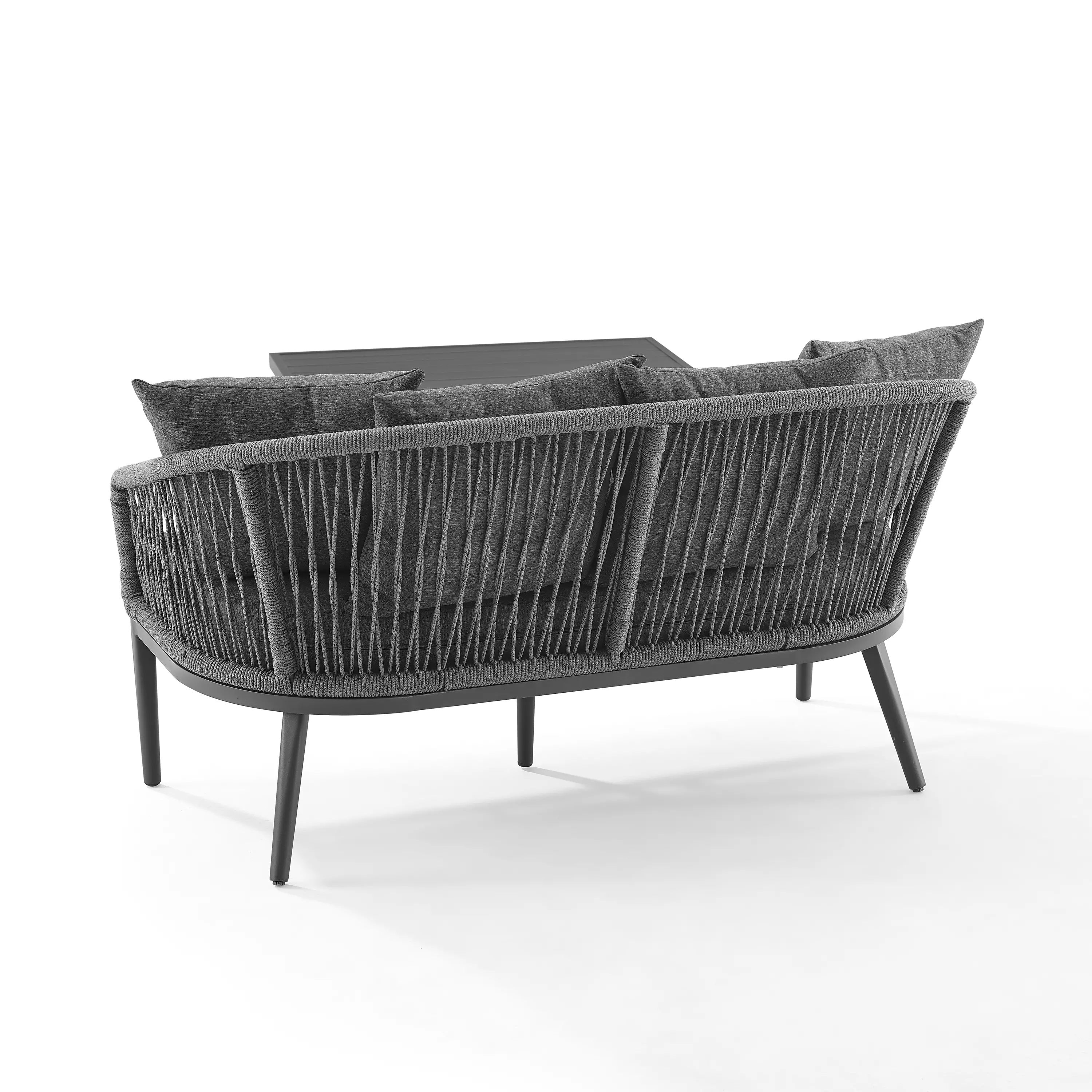 CO7330MB-CL Dover Gray Rope Patio Loveseat and Table Set-6