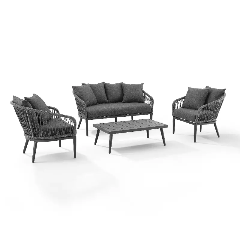 Dover 4 Piece Gray Patio Conversation Set