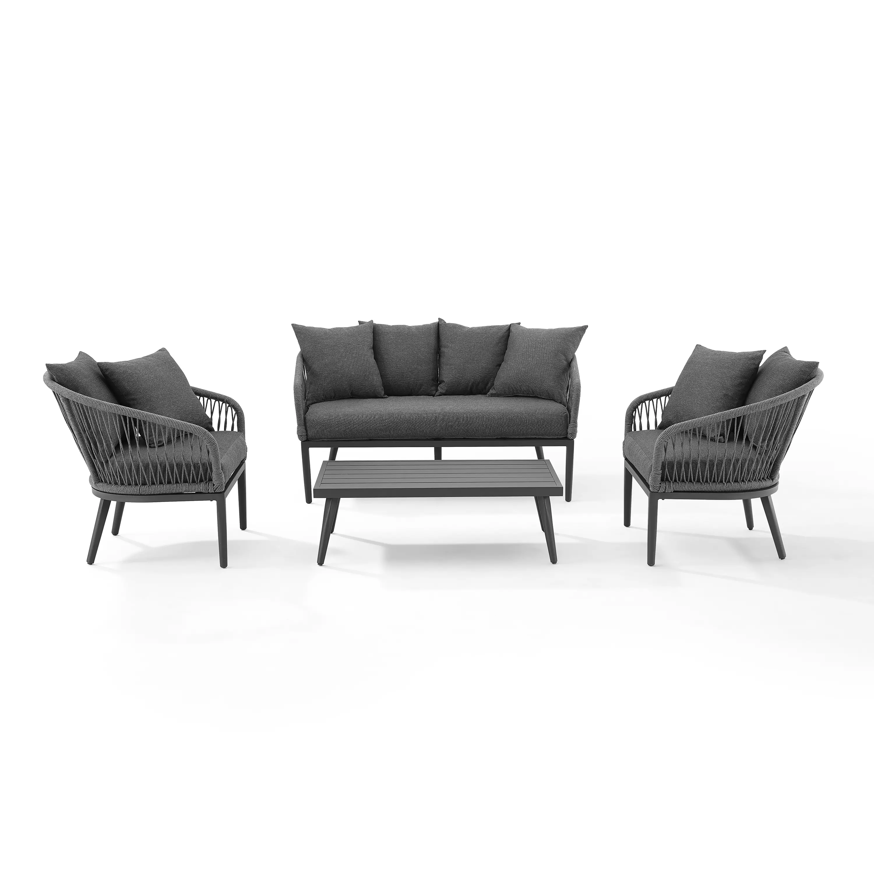 KO70310MB-CL Dover 4 pc Gray Rope Patio Conversation Set-1