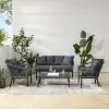 KO70310MB-CL Dover 4 pc Gray Rope Patio Conversation Set