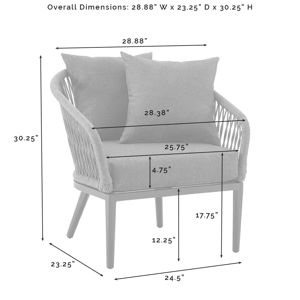 KO70310MB-CL Dover 4 pc Gray Rope Patio Conversation Set-4