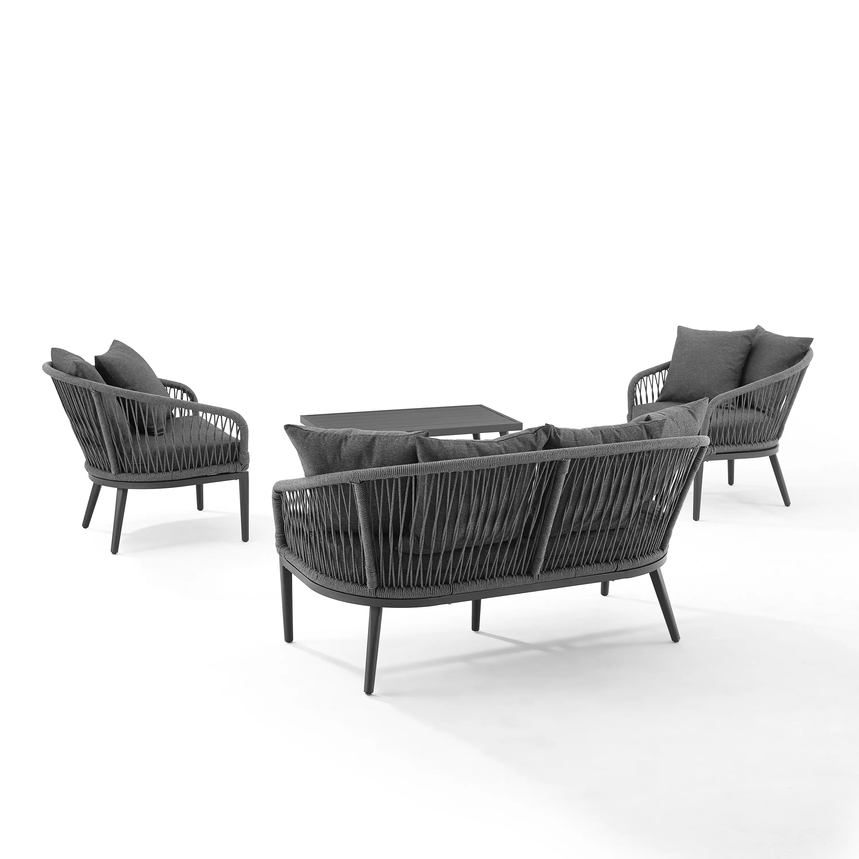 KO70310MB-CL Dover 4 pc Gray Rope Patio Conversation Set-4