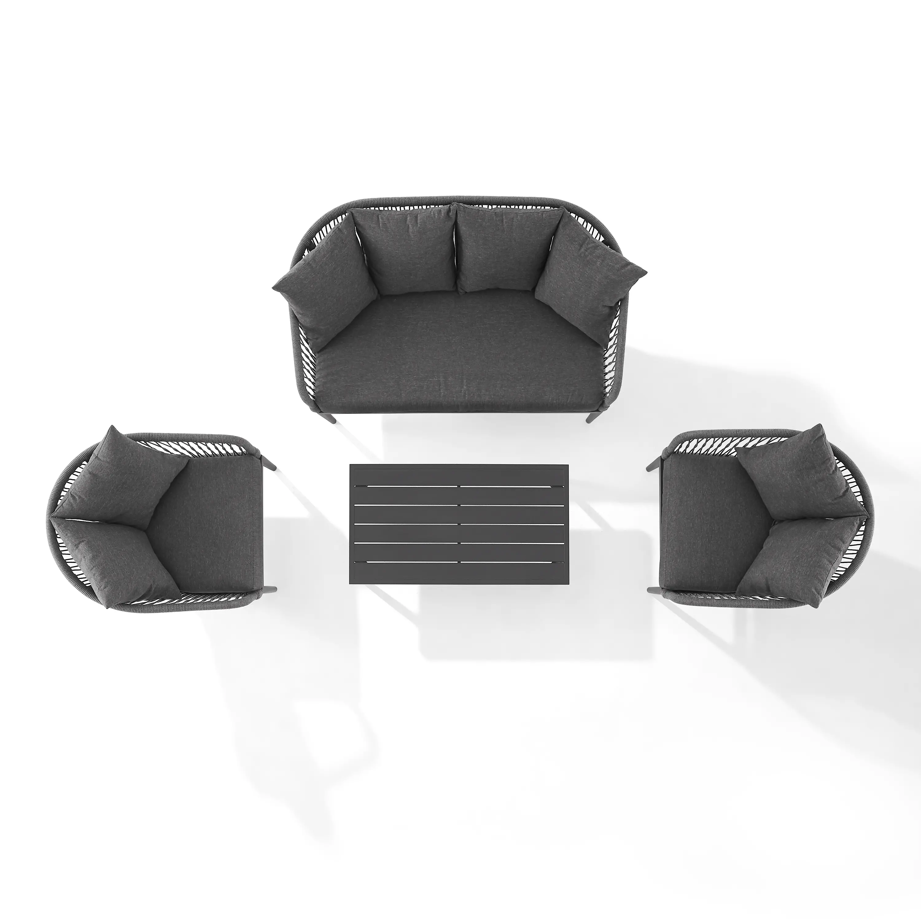 KO70310MB-CL Dover 4 pc Gray Rope Patio Conversation Set-5