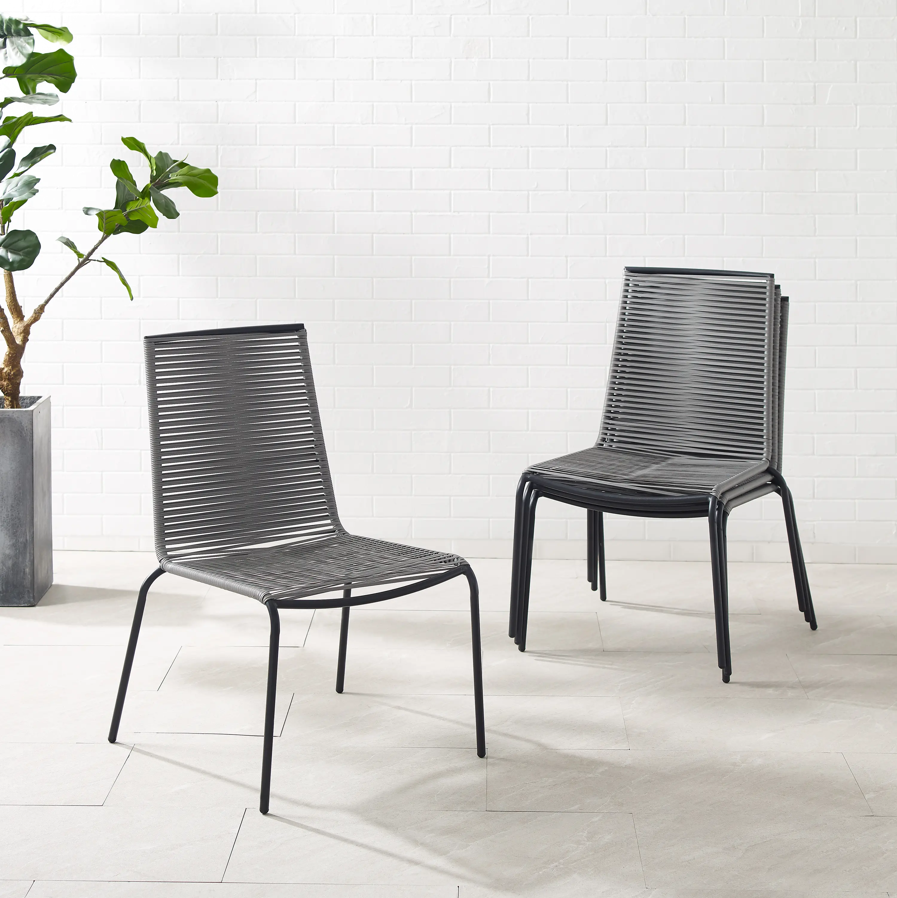 MO74966MB-GY Fenton Gray Wicker Stackable Patio Chairs, Set of 4-2
