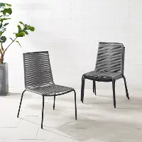 MO74966MB-GY Fenton Gray Wicker Stackable Patio Chairs, Set of 4