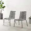 MO74965MB-GY Fenton Gray Wicker Stackable Patio Chairs, Set of 2